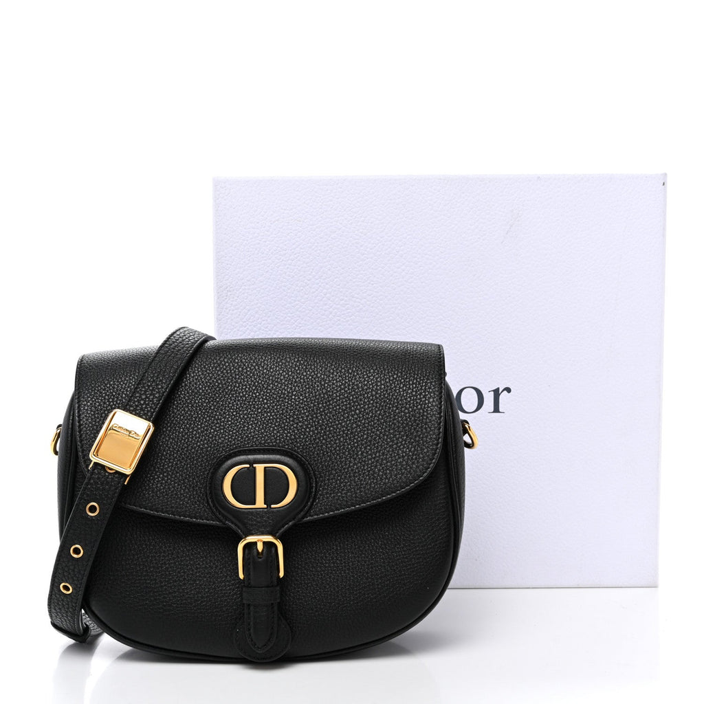Grained Calfskin Medium Bobby Flap Black wholesalehk.shop