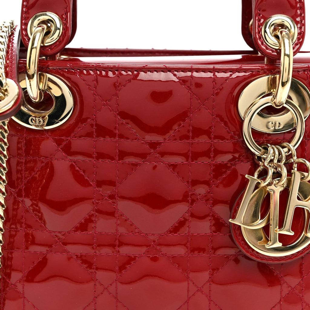 Patent Cannage Mini Lady Dior Red wholesalehk.shop