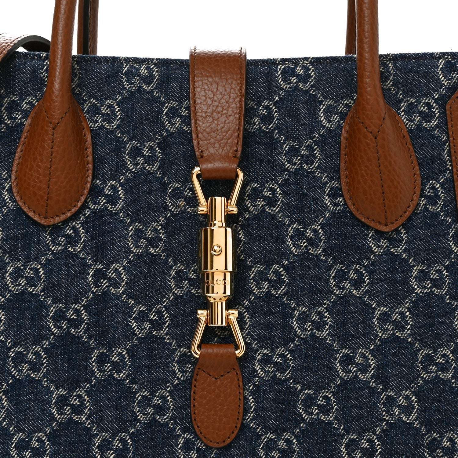 New Denim GG Monogram Dollar Calfskin Medium Jackie 1961 Tote Blue Tea Cuir Epilog £¨ Direct shipment via from wholesalehk.shop