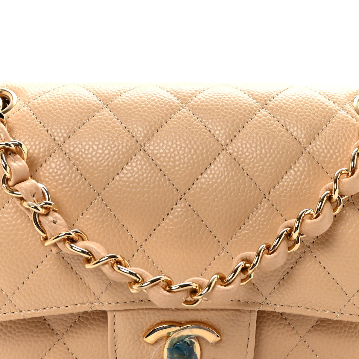 Caviar Quilted Small Double Flap Beige wholesalehk.shop