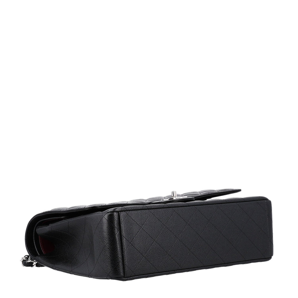 Caviar Quilted Maxi Double Flap Black wholesalehk.shop