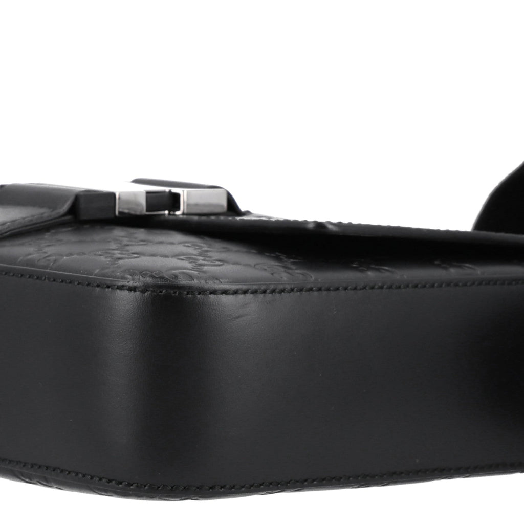 Guccissima Signature Single Buckle Flap Messenger Bag Black £¨ Direct shipment via from wholesalehk.shop