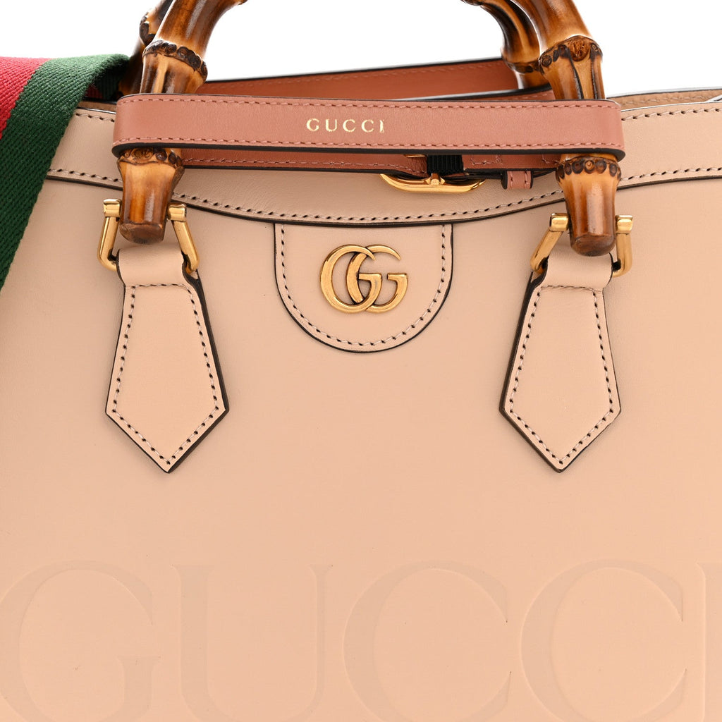Calfskin Gucci Embossed Small Diana Tote Bag Pink wholesalehk.shop