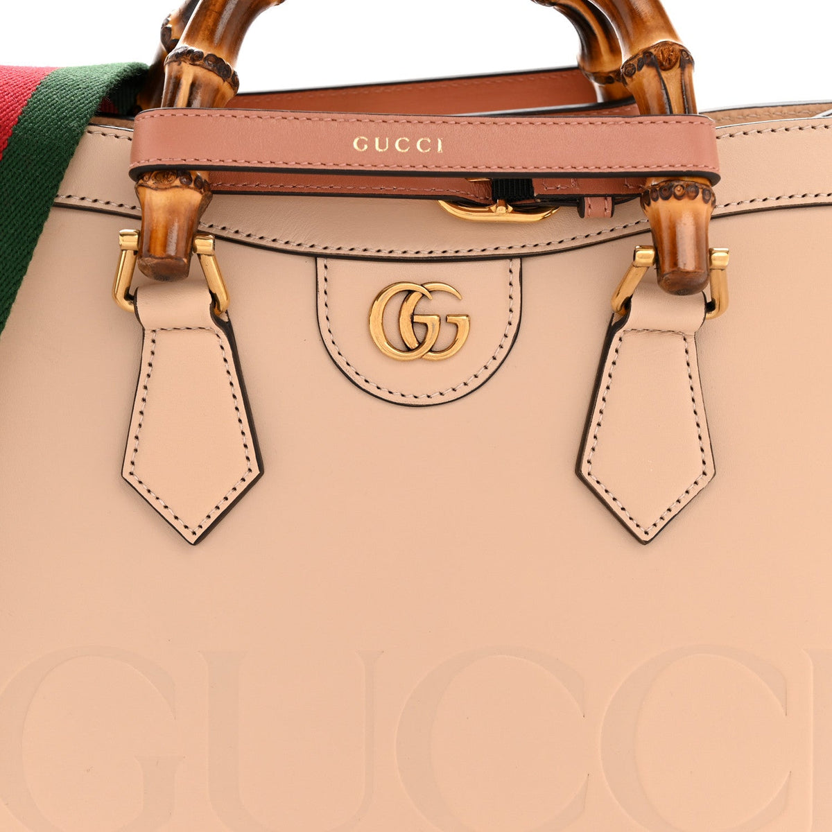 Calfskin Gucci Embossed Small Diana Tote Bag Pink wholesalehk.shop