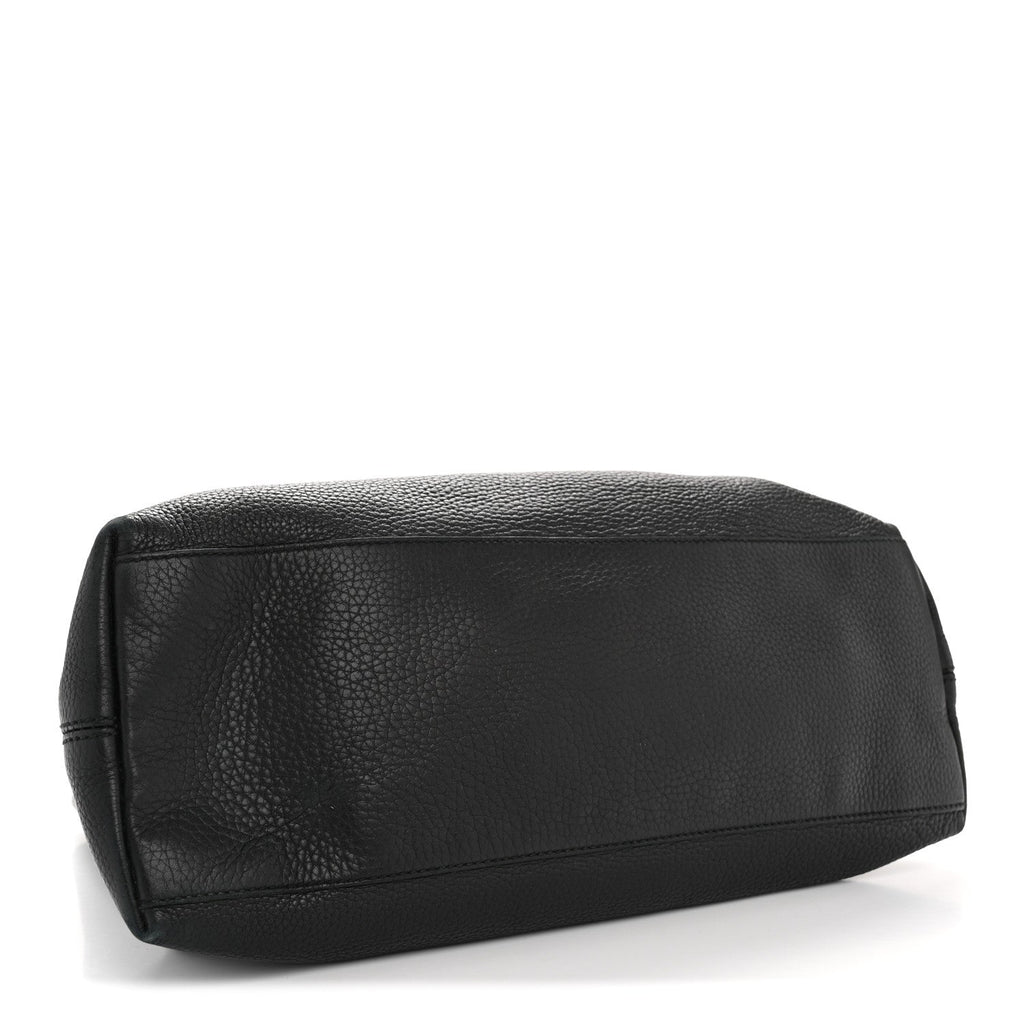 Pebbled Calfskin Medium Soho Chain Shoulder Bag Black wholesalehk.shop