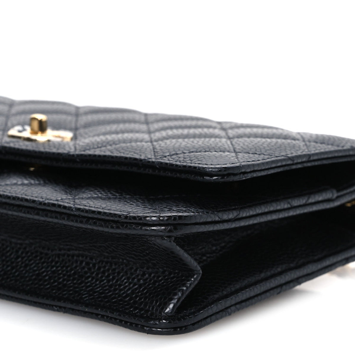 Caviar Quilted CC Turnlock Wallet On Chain WOC Black wholesalehk.shop