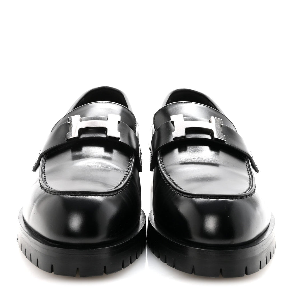 Glazed Calfskin Womens Faubourg Loafers 37 Black wholesalehk.shop