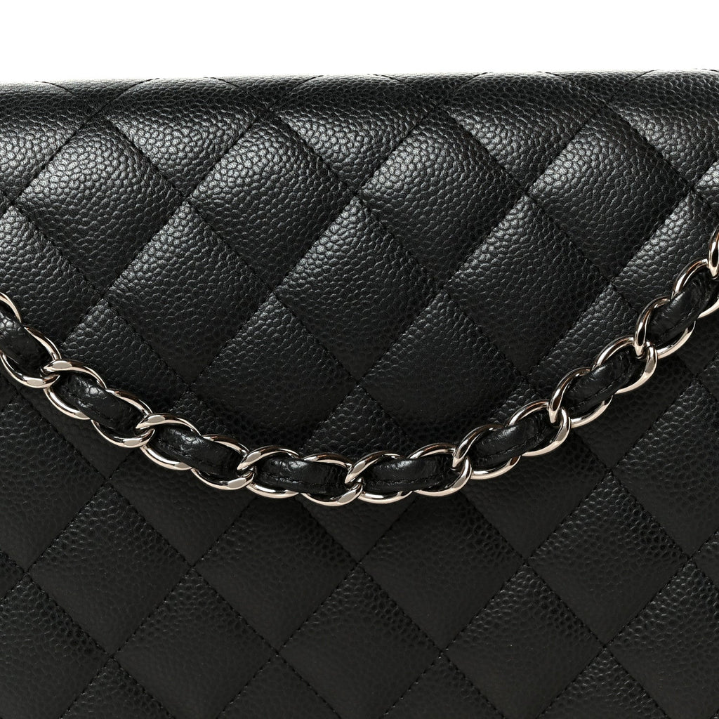 Caviar Quilted Maxi Double Flap Black wholesalehk.shop