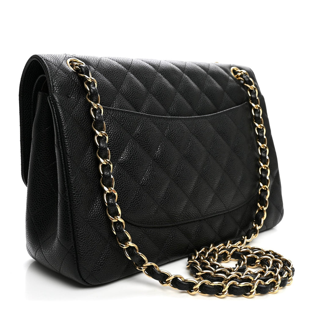 Caviar Quilted Jumbo Double Flap Black wholesalehk.shop