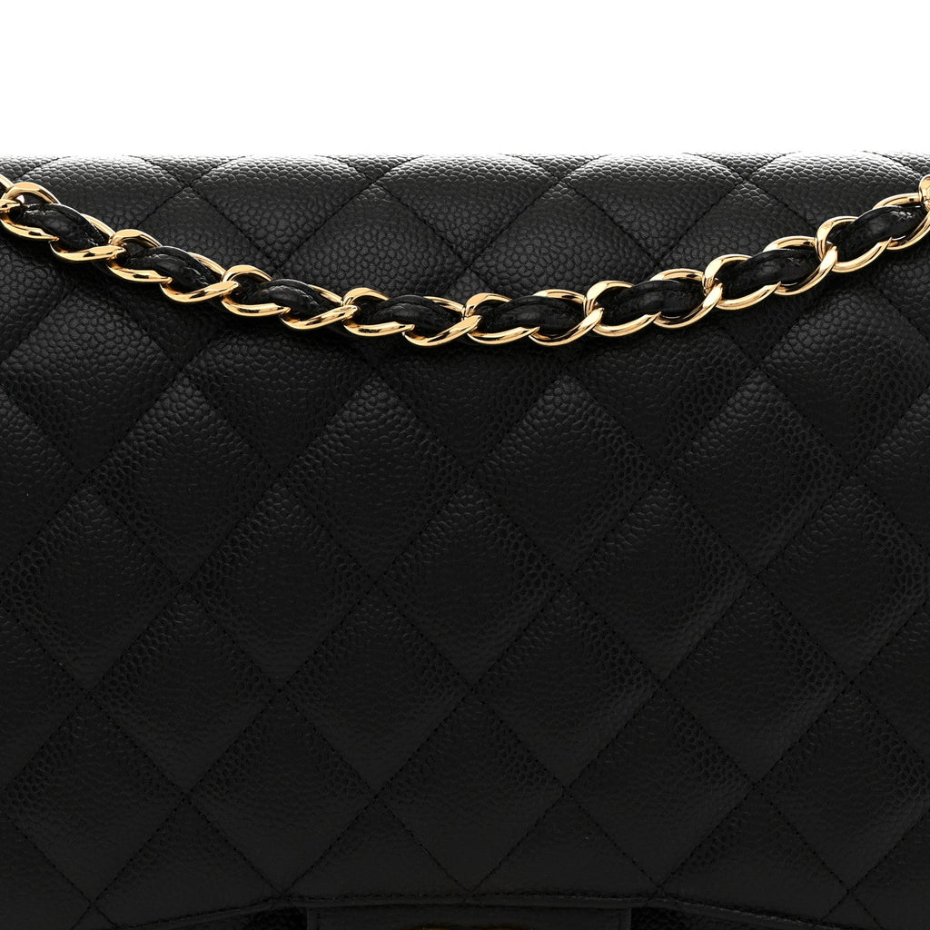 Caviar Quilted Maxi Double Flap Black wholesalehk.shop