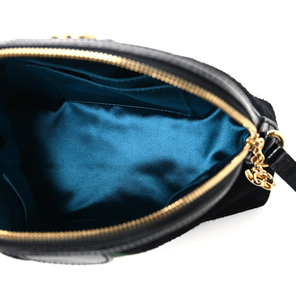 Suede Patent Web GG Small Ophidia Dome Shoulder Bag Black wholesalehk.shop