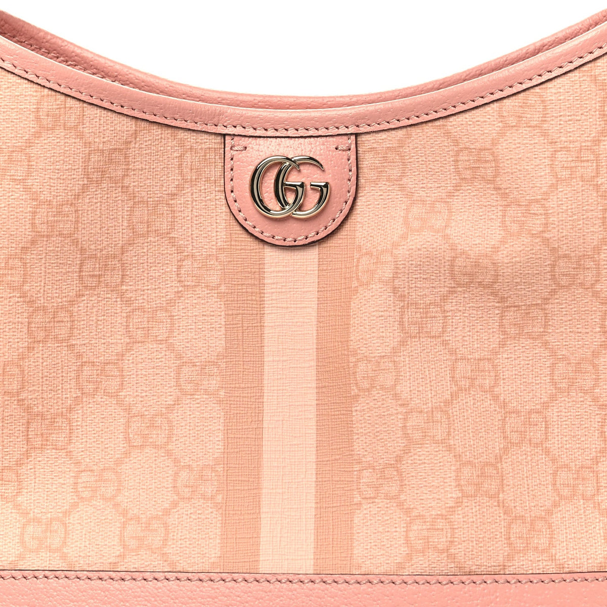 GG Supreme Monogram Textured Dollar Calfskin Web Small Ophidia Bucket Shoulder Bag Rose Pink wholesalehk.shop