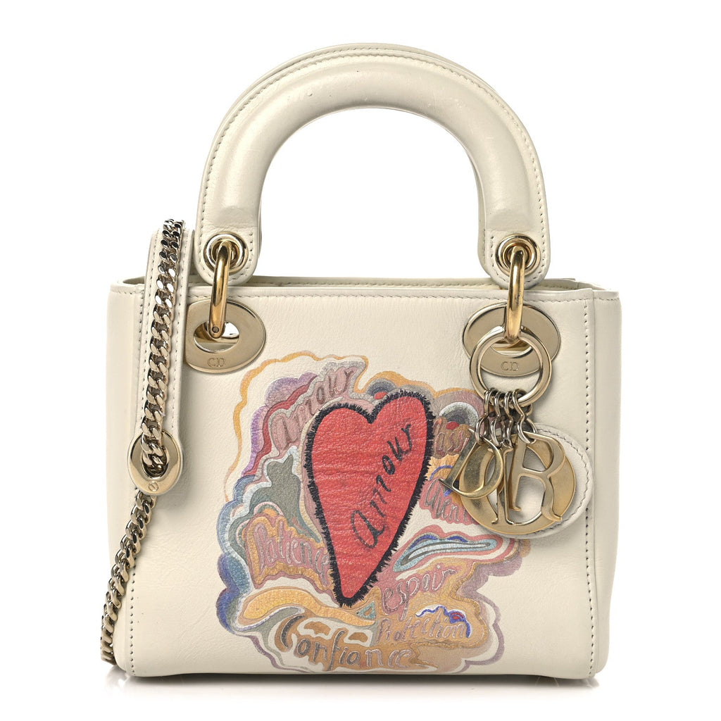 Calfskin Niki De Saint Phalle Dioramour Mini Supple Lady Dior White Multicolor wholesalehk.shop