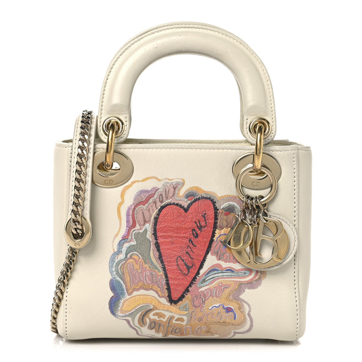 Calfskin Niki De Saint Phalle Dioramour Mini Supple Lady Dior White Multicolor wholesalehk.shop