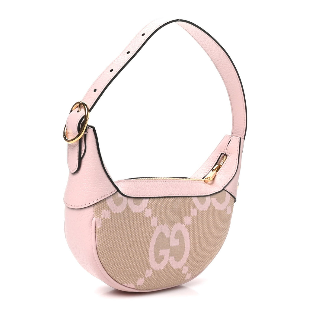 Monogram Jumbo GG Textured Dollar Calfskin Mini Ophidia Half Moon Hobo Beige Perfect Pink wholesalehk.shop