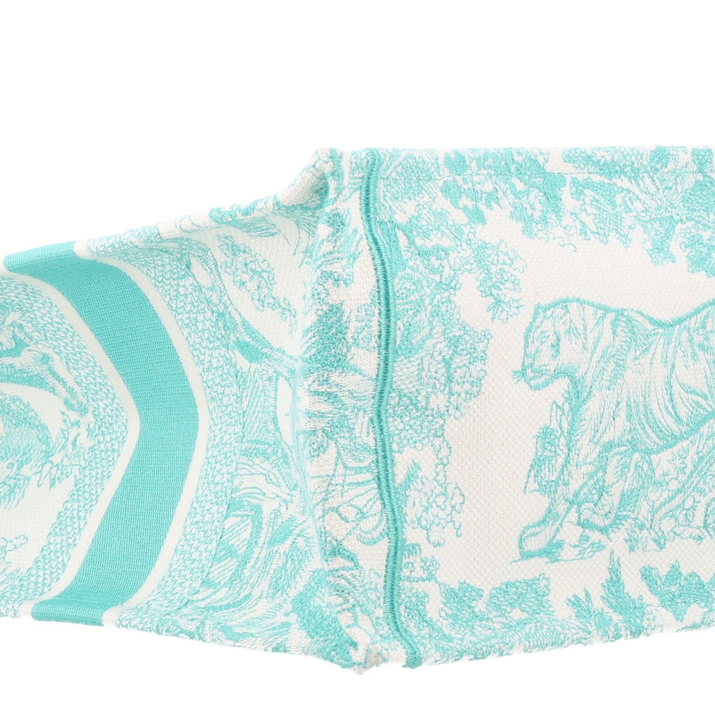 Canvas Embroidered Medium Dioriviera Toile De Jouy Book Tote Aquamarina £¨ Direct shipment via from wholesalehk.shop
