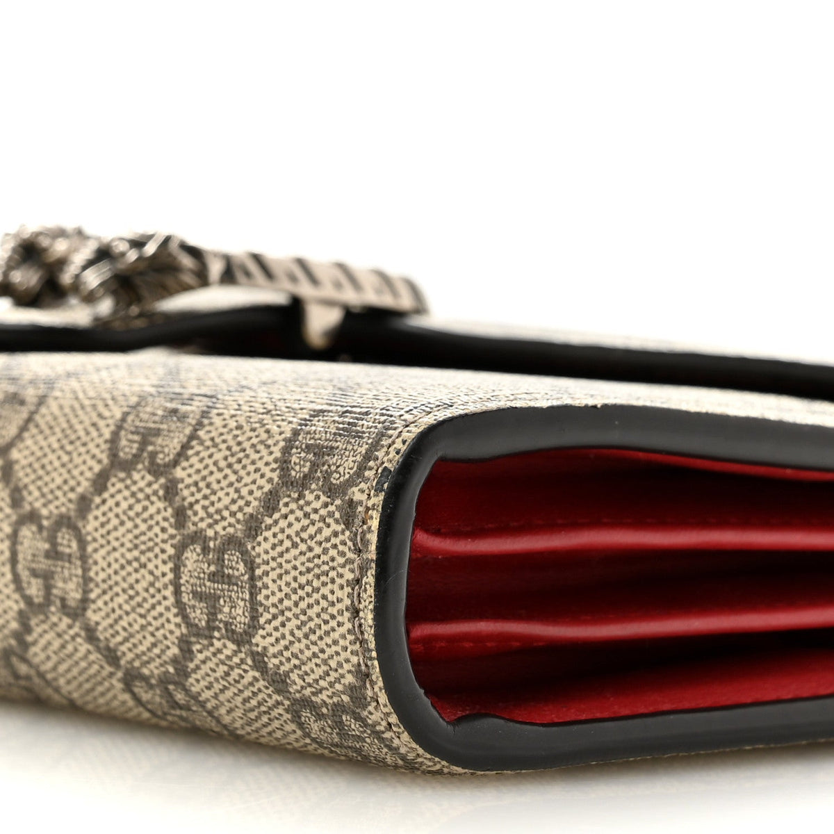 GG Supreme Monogram Mini Dionysus Chain Wallet Beige Vulcanic Red wholesalehk.shop