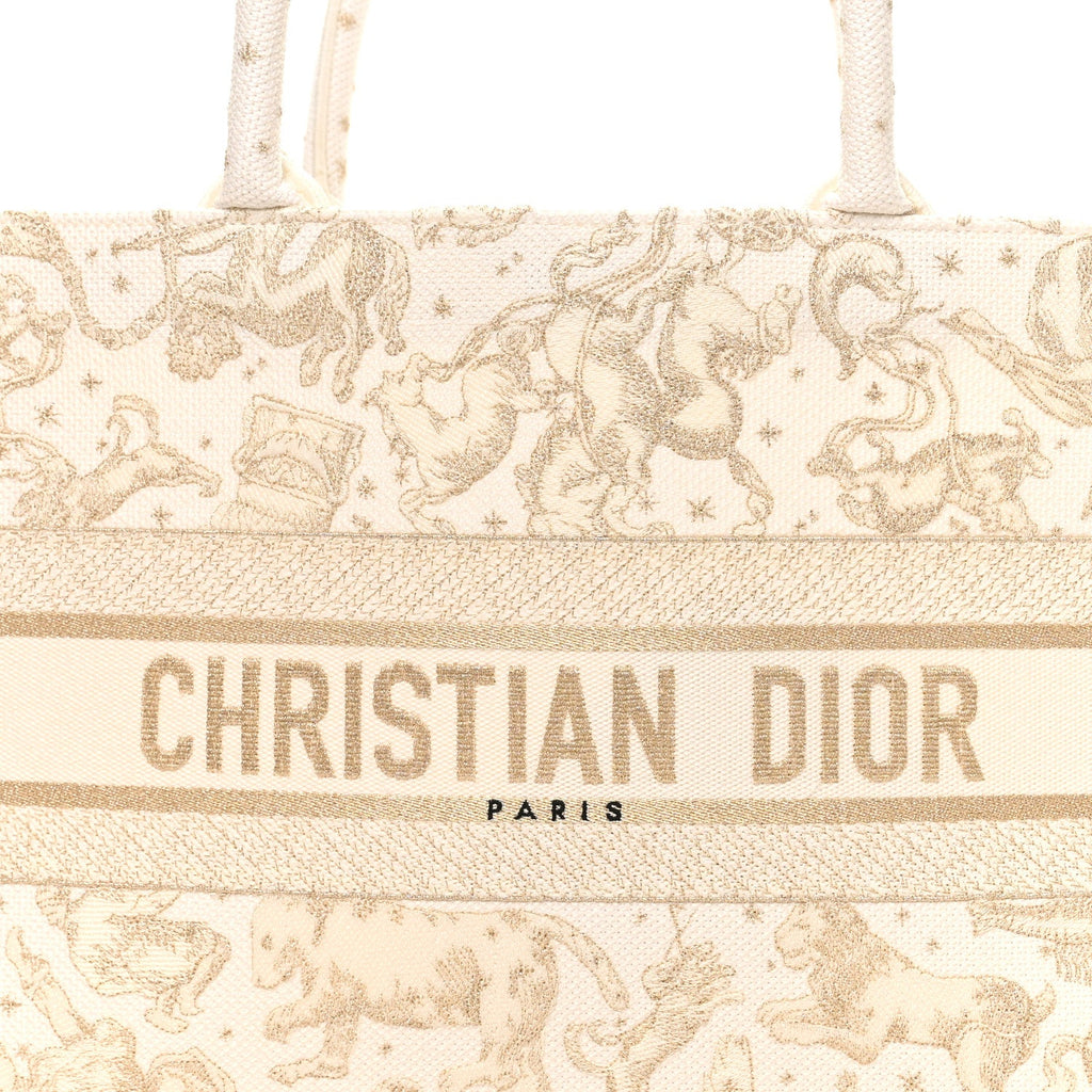 Canvas Embroidered Medium Saint Barth Zodiac Book Tote Gold £¨ Direct shipment via from wholesalehk.shop