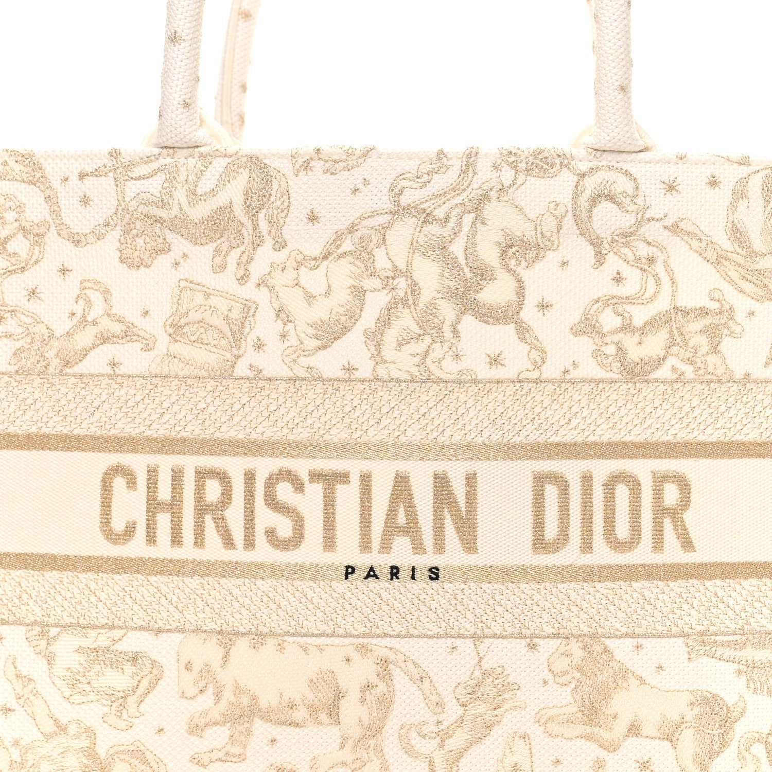 Canvas Embroidered Medium Saint Barth Zodiac Book Tote Gold £¨ Direct shipment via from wholesalehk.shop