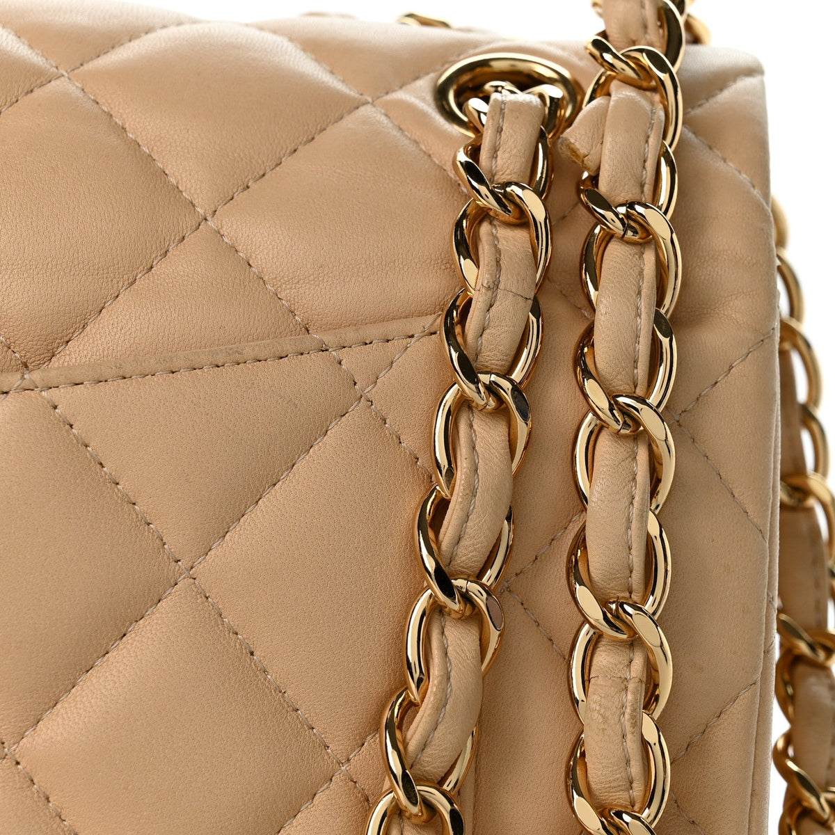 Lambskin Quilted Jumbo Double Flap Light Beige wholesalehk.shop