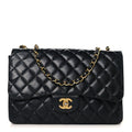 Lambskin Quilted Jumbo Double Flap Black wholesalehk.shop