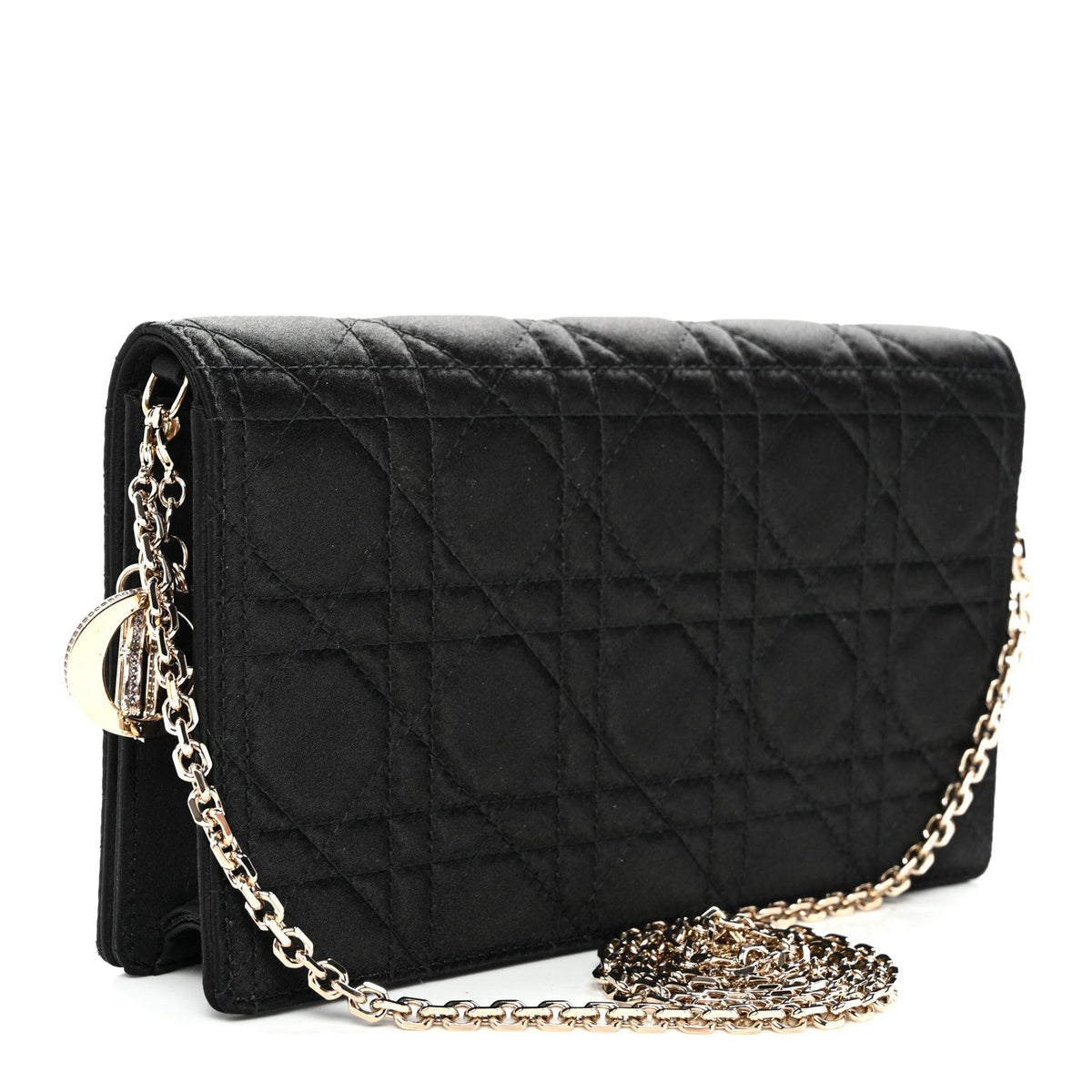 Satin Cannage Lady Dior Convertible Clutch Black wholesalehk.shop