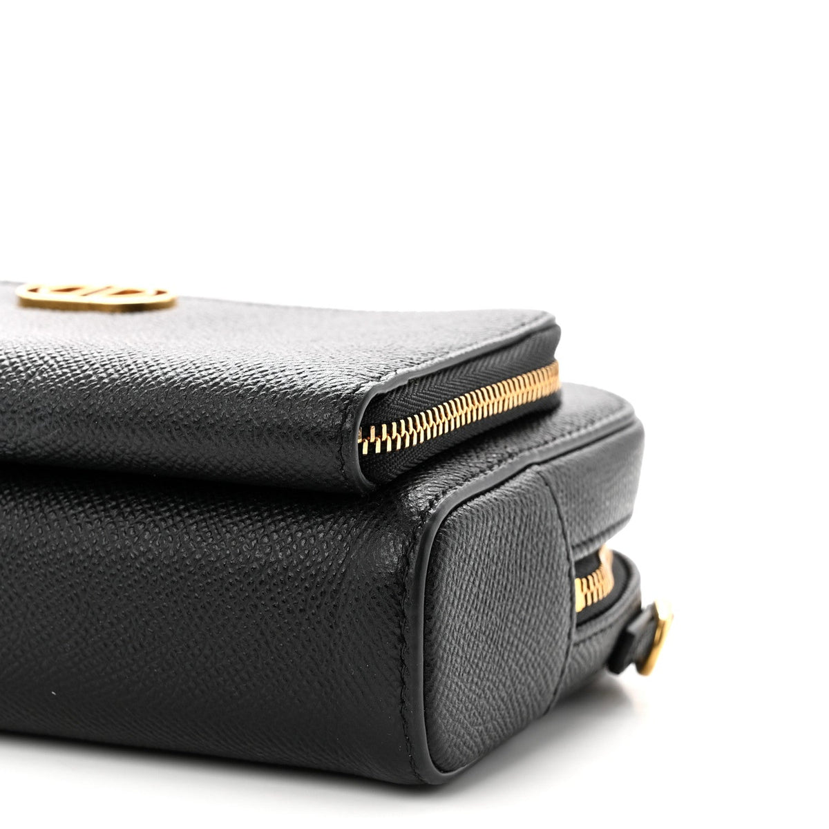 Grained Calfskin Caro Double Pouch Black wholesalehk.shop