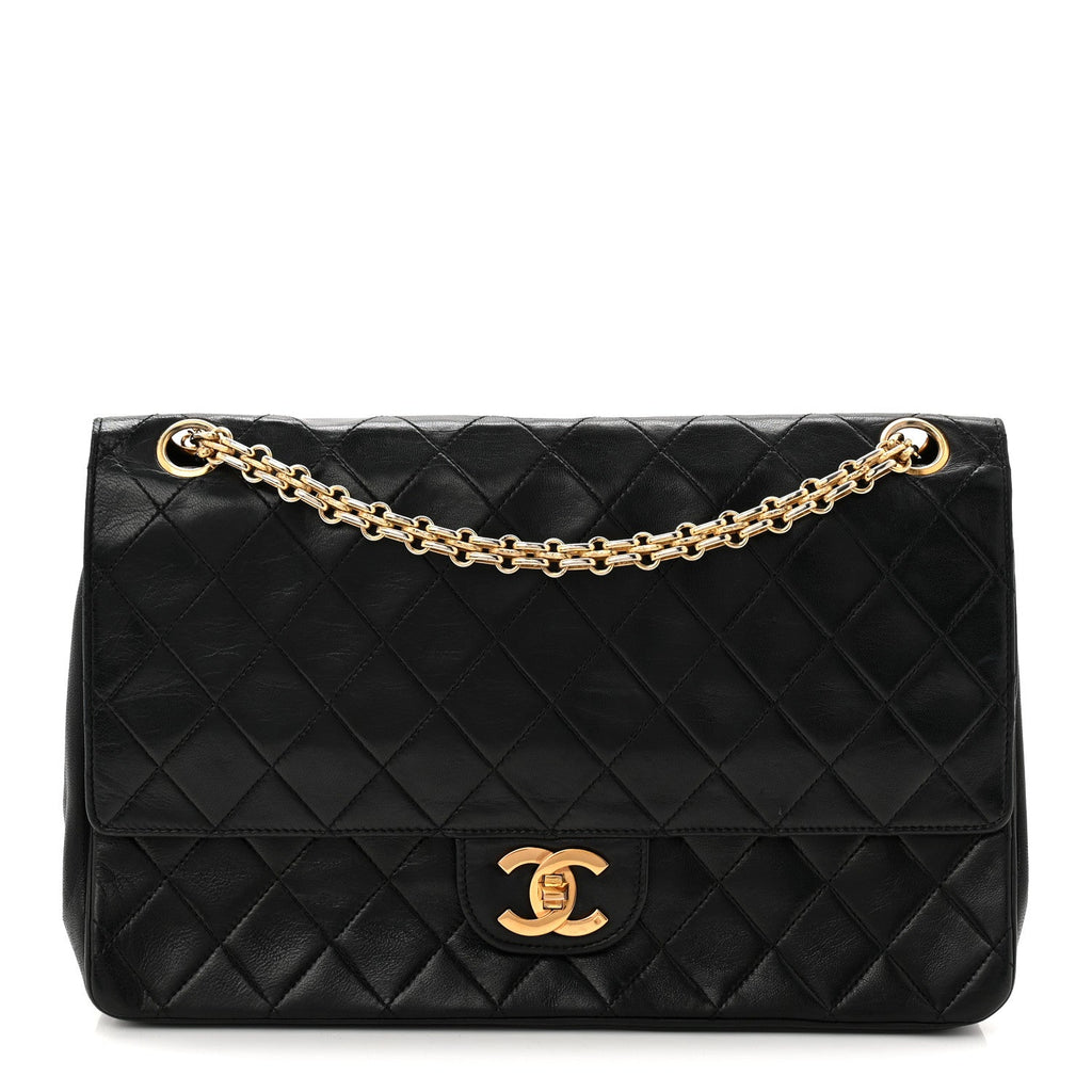 Lambskin Quilted Medium Double Flap Bijoux Chain Black wholesalehk.shop