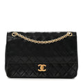 Lambskin Quilted Medium Double Flap Bijoux Chain Black wholesalehk.shop