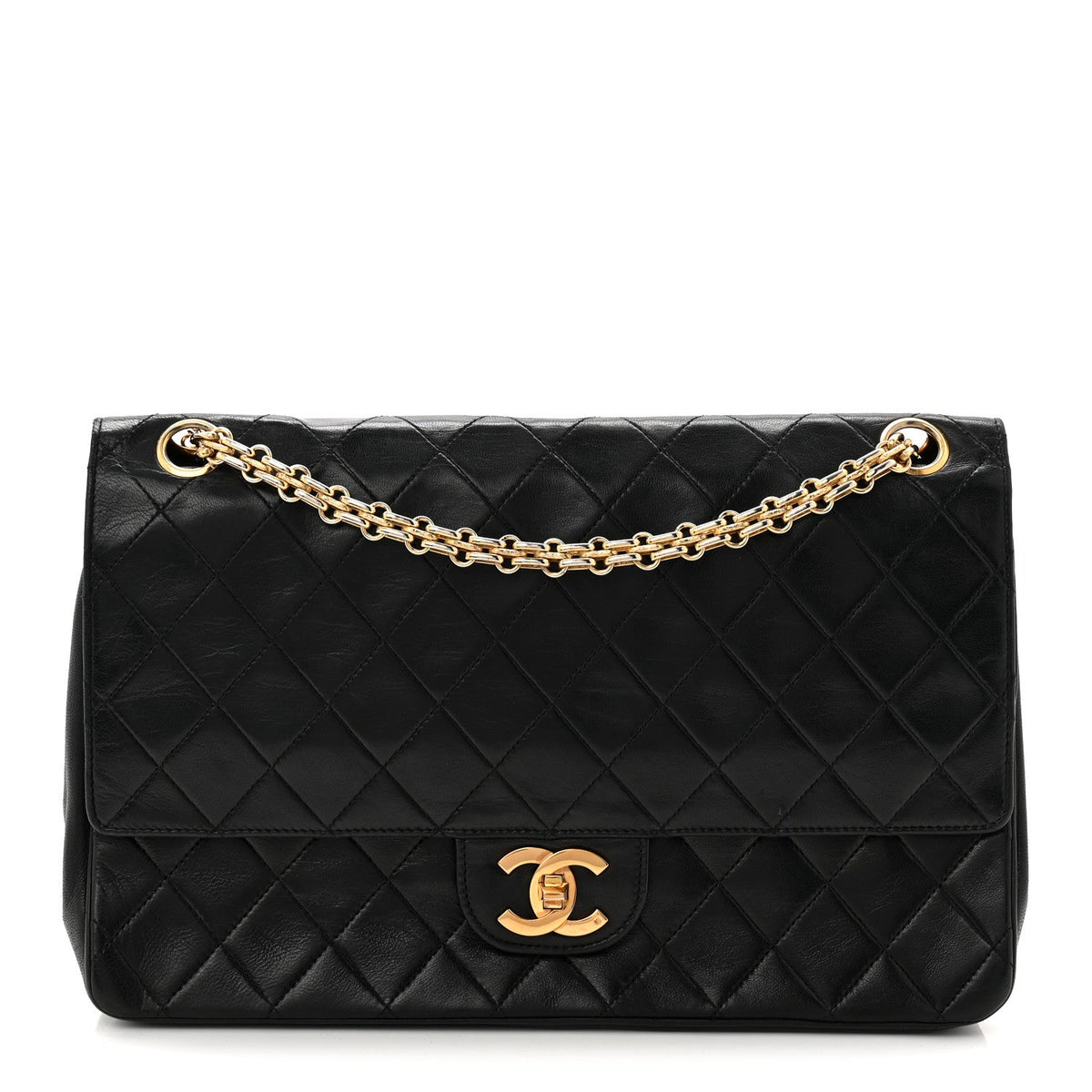 Lambskin Quilted Medium Double Flap Bijoux Chain Black wholesalehk.shop