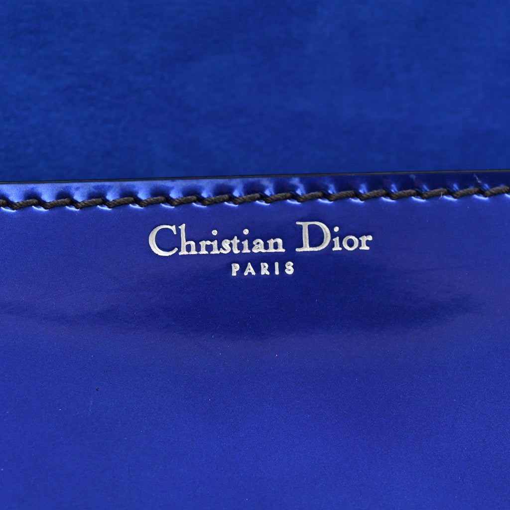 Metallic Patent Crystal Dioraddict Flap Bag Blue wholesalehk.shop