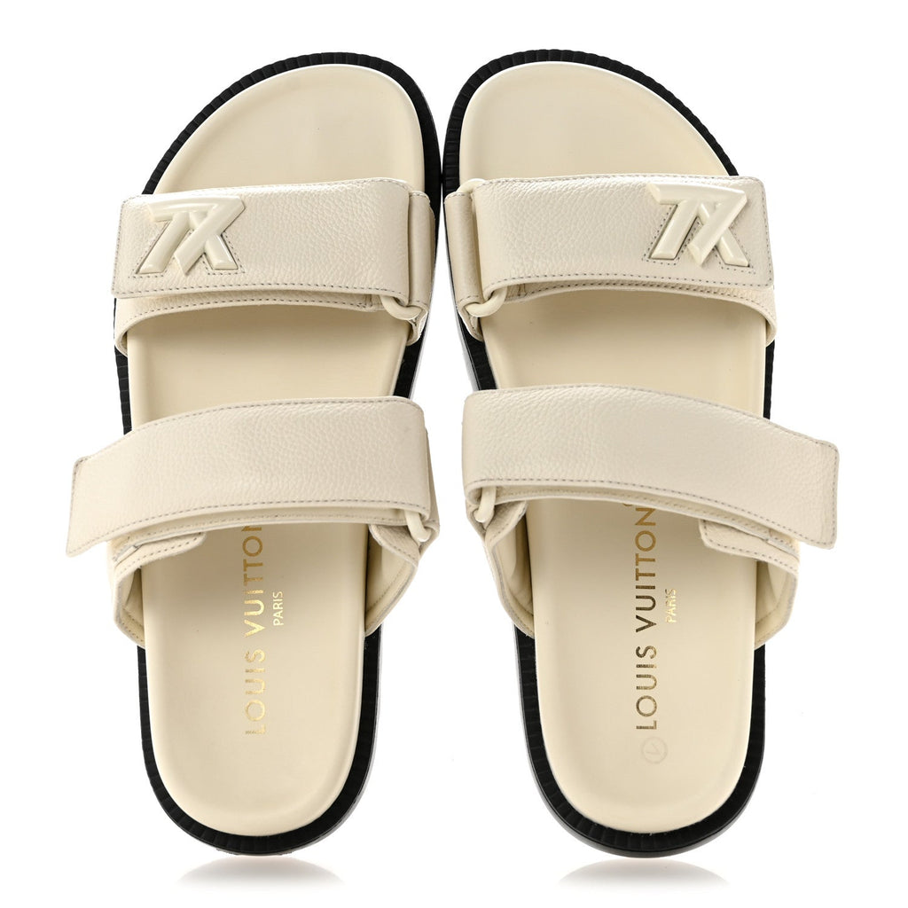 Grained Calfskin Sunset Comfort Flat Sandals  36 Light Beige £¨ Direct shipment via from wholesalehk.shop