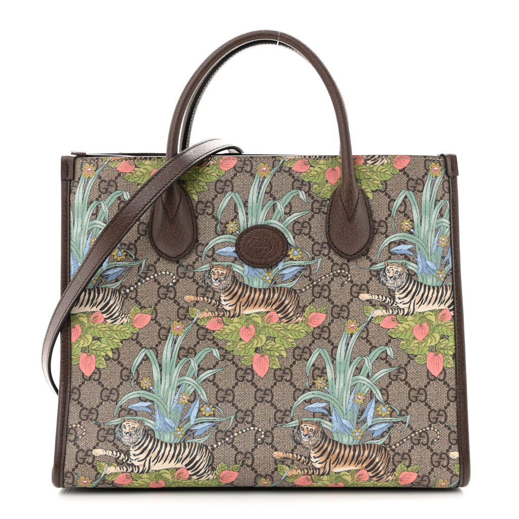 GG Supreme Monogram Tiger Savanah Textured Dollar Calfskin Small Retro Interlocking G Tote Bag Beige Ebony Multicolor New Acero wholesalehk.shop