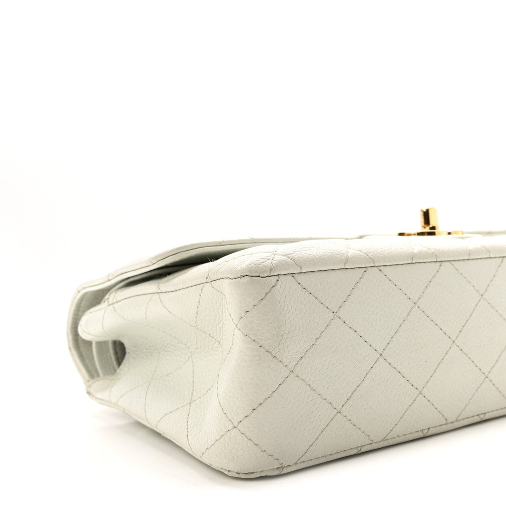Caviar Quilted Medium Double Flap Light Blue wholesalehk.shop
