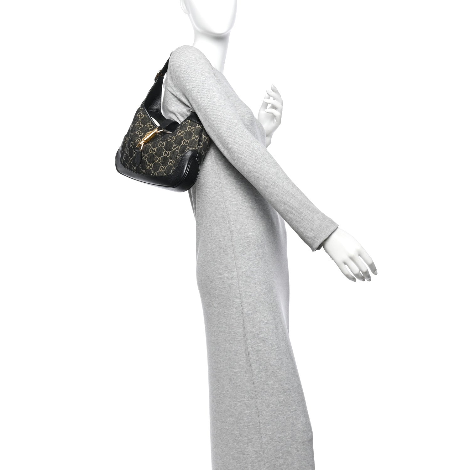 Jacquard Denim GG Monogram Small Jackie 1961 Hobo Black Ivory £¨ Direct shipment via from wholesalehk.shop