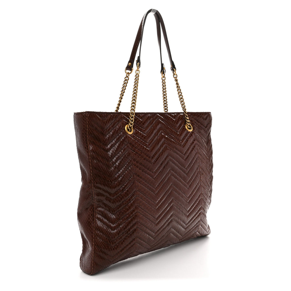 Snakeskin Matelasse Large GG Marmont Slim Tote Brown wholesalehk.shop