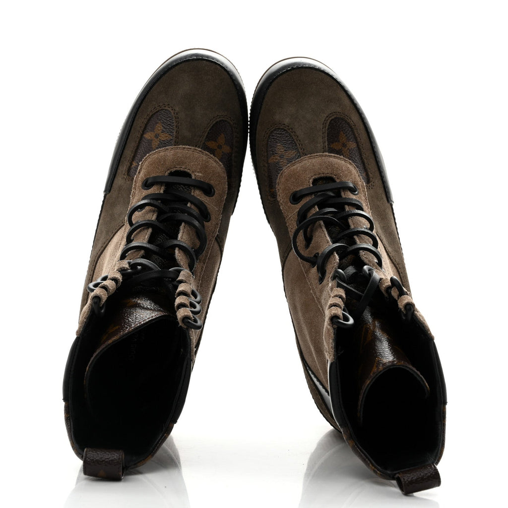 Suede Calfskin Monogram Laureate Platform Desert Boots 36 Taupe £¨ Direct shipment via from wholesalehk.shop