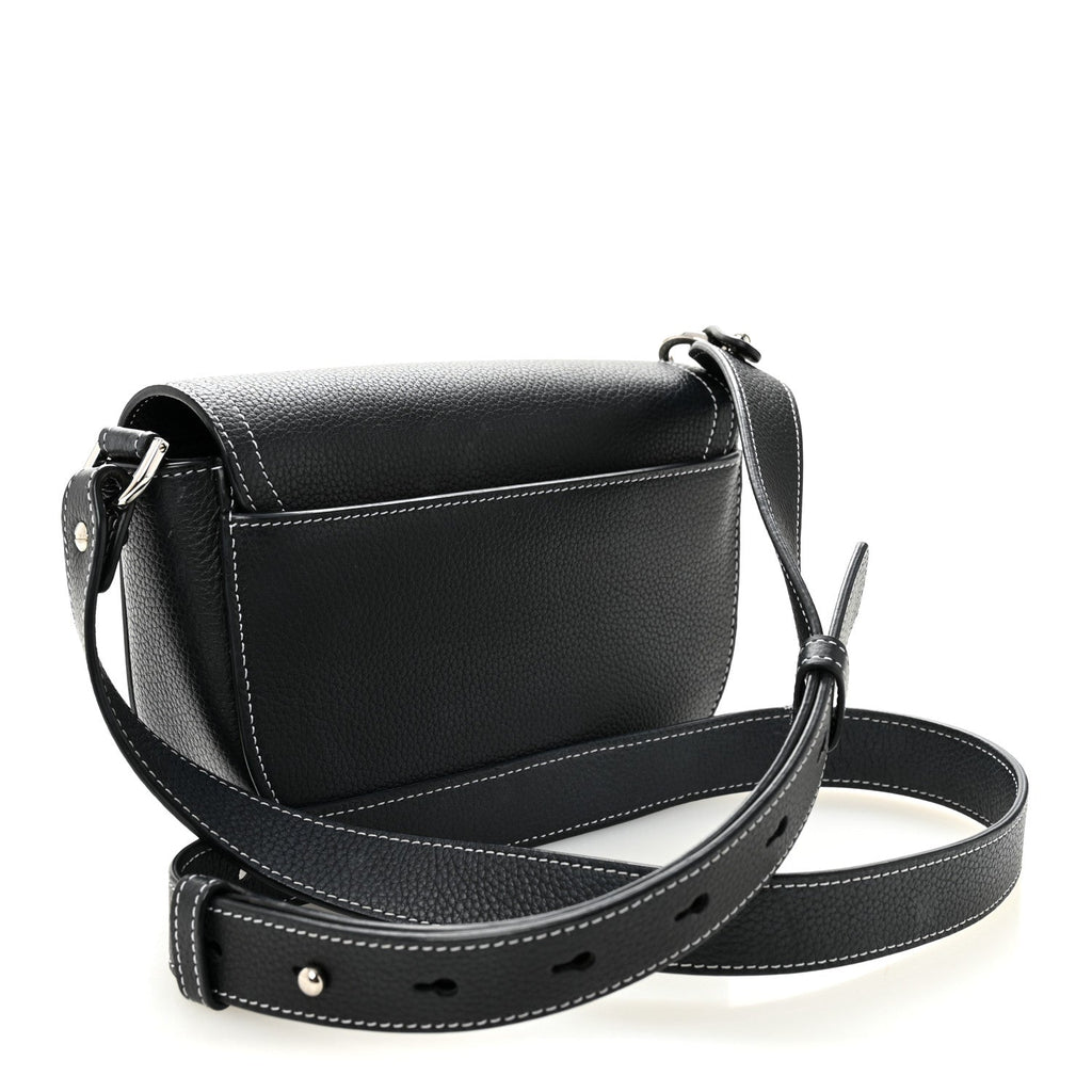 Grained Calfskin Saddle Messenger Bag With Strap Black wholesalehk.shop