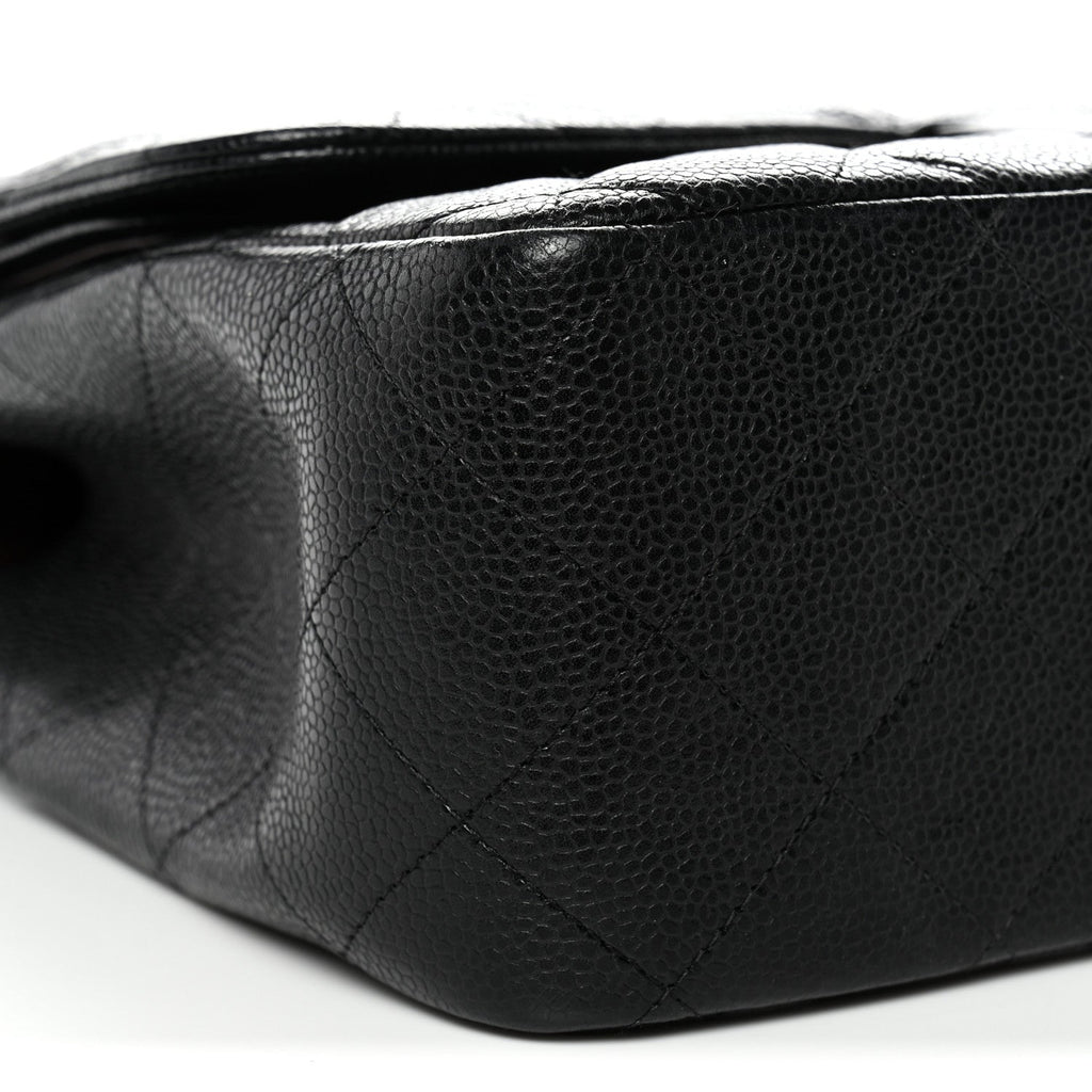 Caviar Quilted Jumbo Double Flap Black wholesalehk.shop