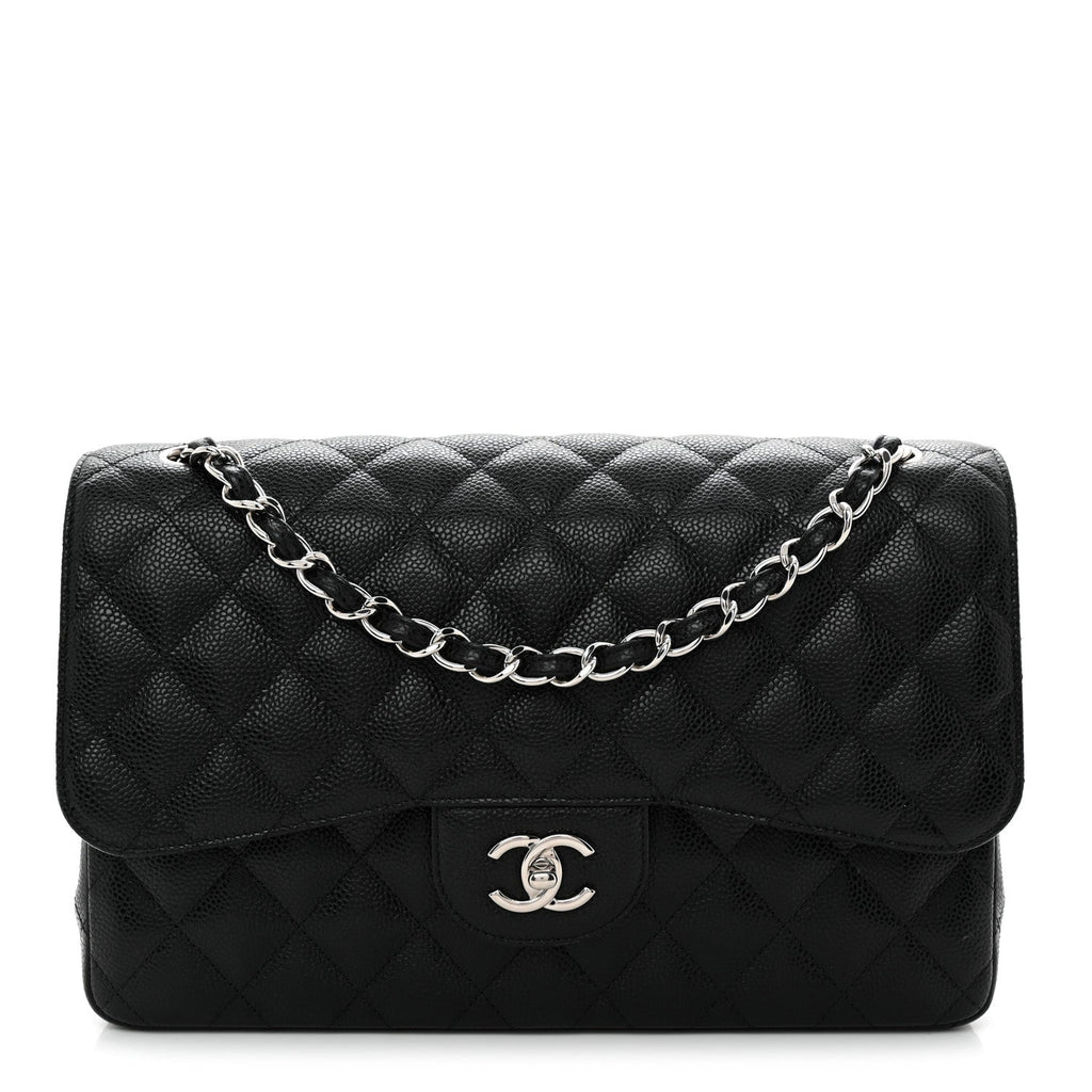 Caviar Quilted Jumbo Double Flap Black wholesalehk.shop