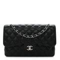 Caviar Quilted Jumbo Double Flap Black wholesalehk.shop
