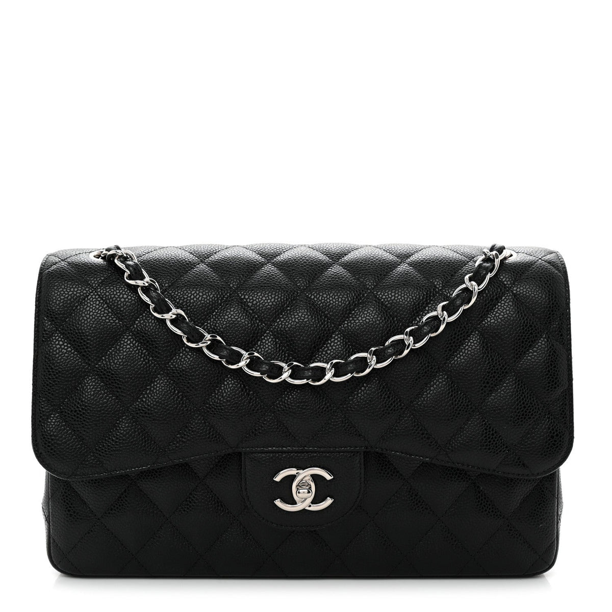 Caviar Quilted Jumbo Double Flap Black wholesalehk.shop