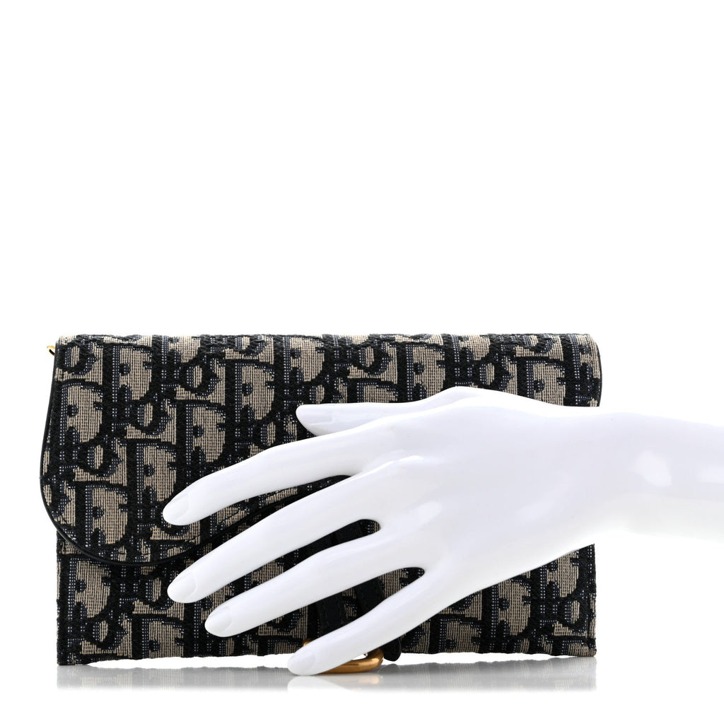 Oblique Saddle Chain Long Wallet Blue wholesalehk.shop