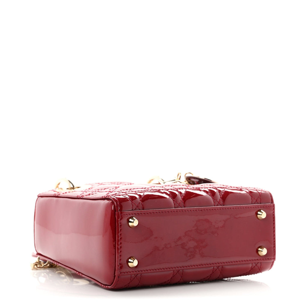 Patent Cannage Mini Lady Dior Red wholesalehk.shop