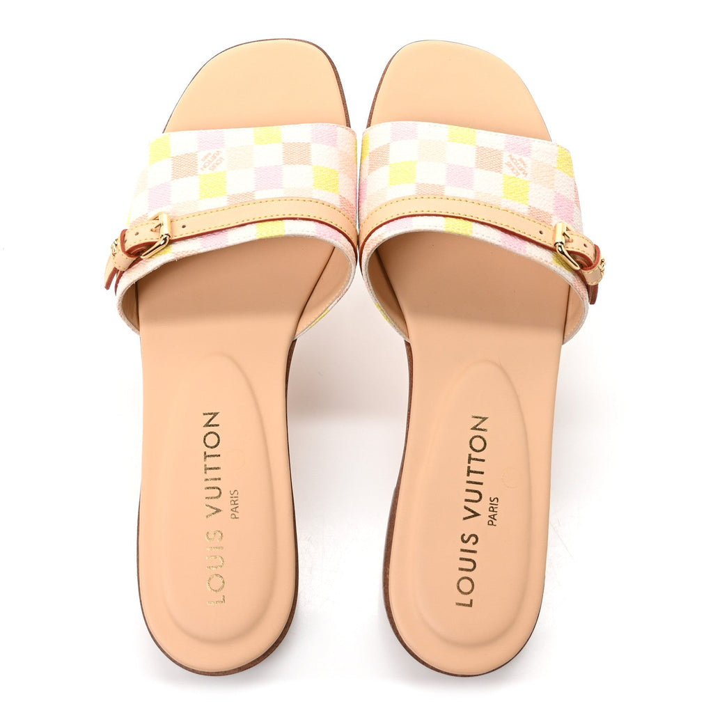 Damierlicious Neo Revival Flat Mule Sandals 38 Rose Peach £¨ Direct shipment via from wholesalehk.shop