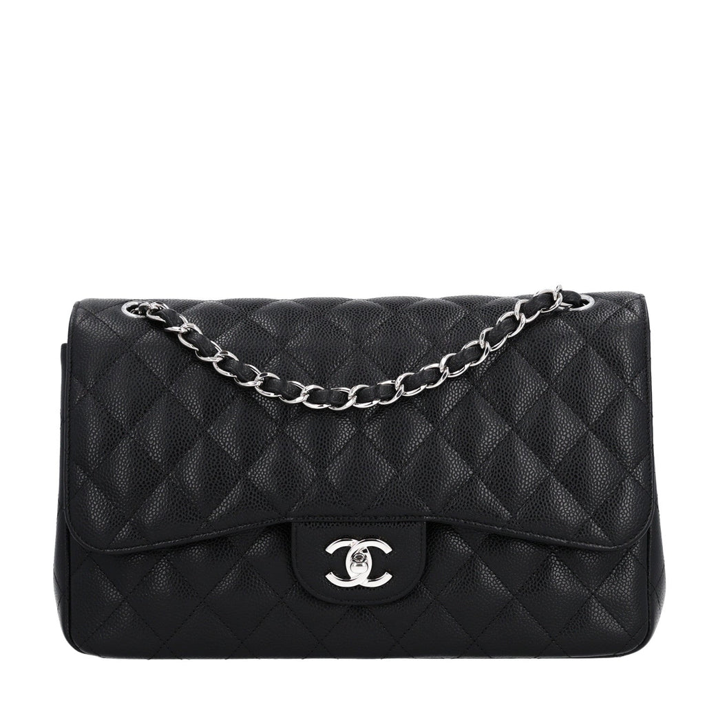 Caviar Quilted Jumbo Double Flap Black wholesalehk.shop