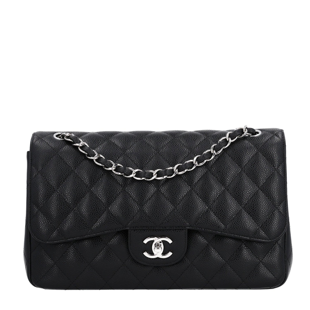 Caviar Quilted Jumbo Double Flap Black wholesalehk.shop