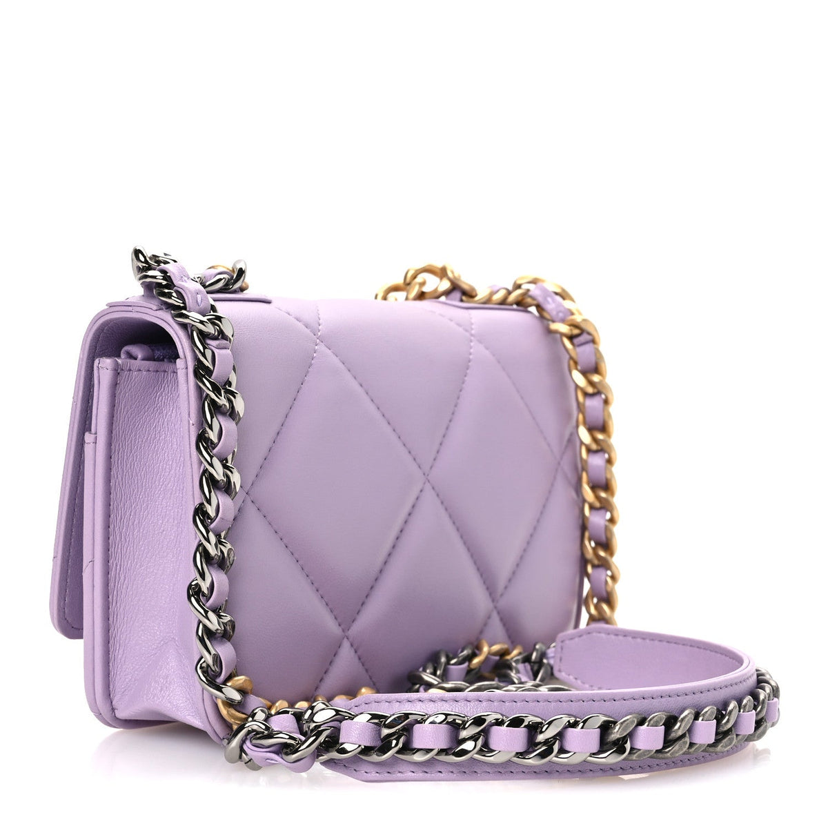 Lambskin Quilted Chanel 19 Wallet On Chain WOC Light Purple wholesalehk.shop