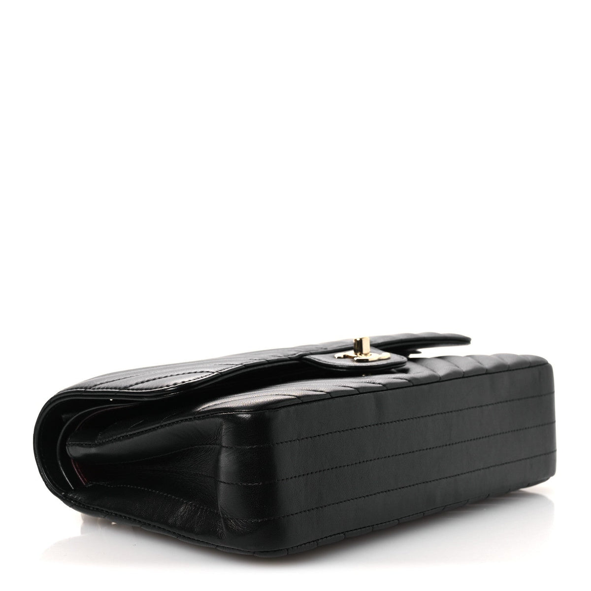 Lambskin Chevron Quilted Medium Double Flap Black wholesalehk.shop