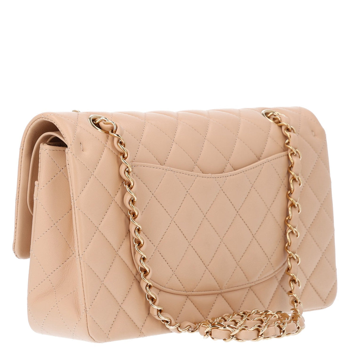 Lambskin Quilted Medium Double Flap Beige wholesalehk.shop